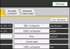 Schermafbeelding bedieningspaneel