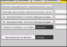 Schermafbeelding bedieningspaneel