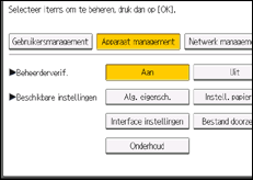 Schermafbeelding bedieningspaneel