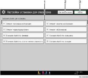 Иллюстрация экрана панели управления с пронумерованными сносками