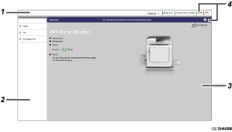 Nummerierte Abbildung Webbrowser-Bildschirm