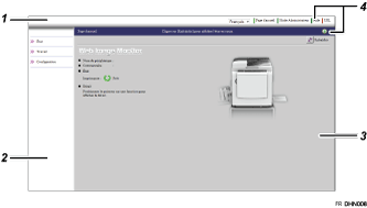 Illustration de l'écran du navigateur Web avec légende numérotée