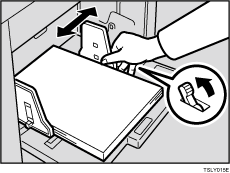 Ilustración de la palanca de bloqueo de la placa lateral de alimentación del papel