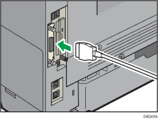Illustration of connecting the IEEE 1284 interface cable