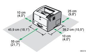Illustration du dégagement recommandé pour l'installation