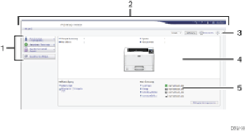 Απεικόνιση οθόνης προγράμματος περιήγησης με αριθμημένες επεξηγήσεις