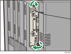 Ilustración de la parte posterior de la impresora