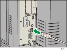 Ilustración de la parte posterior de la impresora