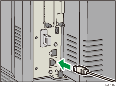 Ilustración de la parte posterior de la impresora