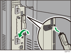 Illustrazione del lato posteriore della stampante
