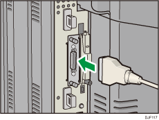 Illustratie achterzijde van de printer