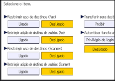 Ilustração da tela do painel de operação