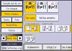 Ilustração da tela do painel de operação