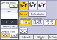 Ilustração da tela do painel de operação