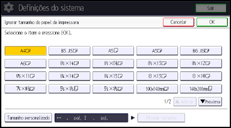 Ilustração da tela do painel de operação