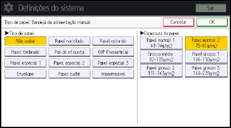 Ilustração da tela do painel de operação