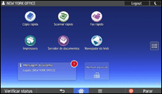 Ilustração da tela do painel de operação