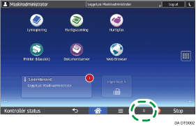 Illustration af display på betjeningspanelet