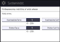 Illustration af displayet på betjeningspanelet