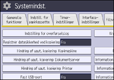 Illustration af displayet på betjeningspanelet