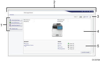 Nummereret illustration af webbrowser-skærm