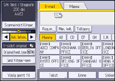 Illustration af displayet på betjeningspanelet