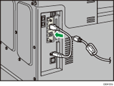 Ilustración de la conexión del cable de Ethernet