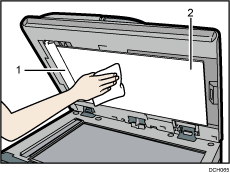 Illustration numérotée du chargeur automatique de documents avec retournement