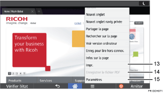 Illustration numérotée du panneau de commande