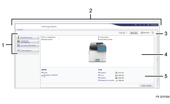 Illustration de l'écran du navigateur Web avec légende numérotée