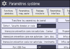 Illustration de l'écran du panneau de commande