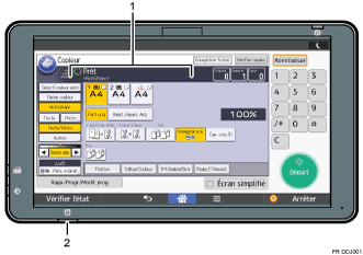 Illustration du panneau de commande avec numérotation
