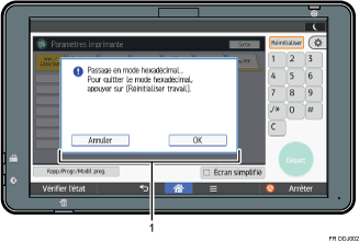 Illustration du panneau de commande avec numérotation