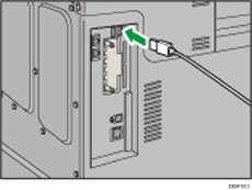 Afbeelding van het aansluiten van de USB-interfacekabel