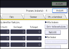 Illustrasjon av betjeningspanel