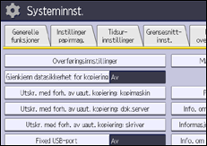 Illustrasjon av betjeningspanel