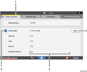 Nummererte illustrasjon av brukerskjermbildet