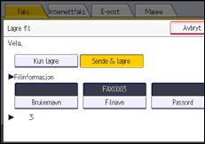 Illustrasjon av betjeningspanel