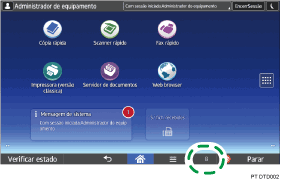 Ilustração do ecrã do painel de operação