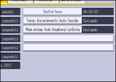 Ilustração do ecrã do painel de operação