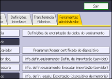 Ilustração do ecrã do painel de operação