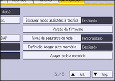 Ilustração do ecrã do painel de operação