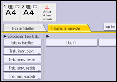 Ilustração do ecrã do painel de operação