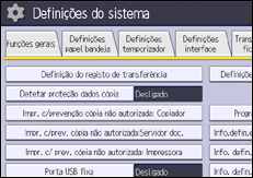 Ilustração do ecrã do painel de operação