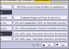 Ilustração do ecrã do painel de operação