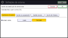 Ilustração do ecrã do painel de operação