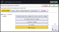 Ilustração do ecrã do painel de operação