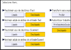 Ilustração do ecrã do painel de operação