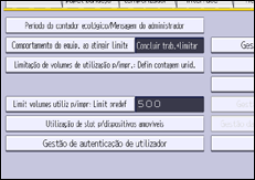 Ilustração do ecrã do painel de operação