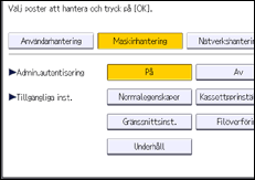 Bild av användarpanelens skärm